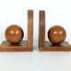 Pair of antique oak wood ball bookends