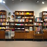 Danish large modular teak shelving unit bookcase, 70s