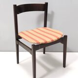 Vintage Set of Six Walnut Chairs by Gianfranco Frattini for Cassina with Stripe Patterned Orange Fab