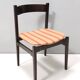 Vintage Set of Six Walnut Chairs by Gianfranco Frattini for Cassina with Stripe Patterned Orange Fab