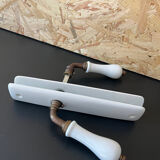 Poignée de porte complète en laiton et porcelaine