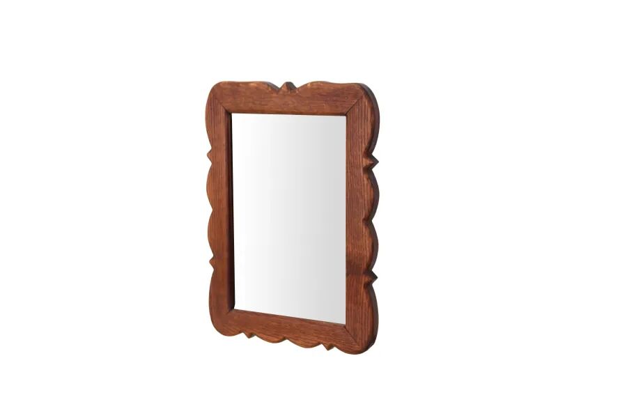 Solid oak mirror with scalloped edge