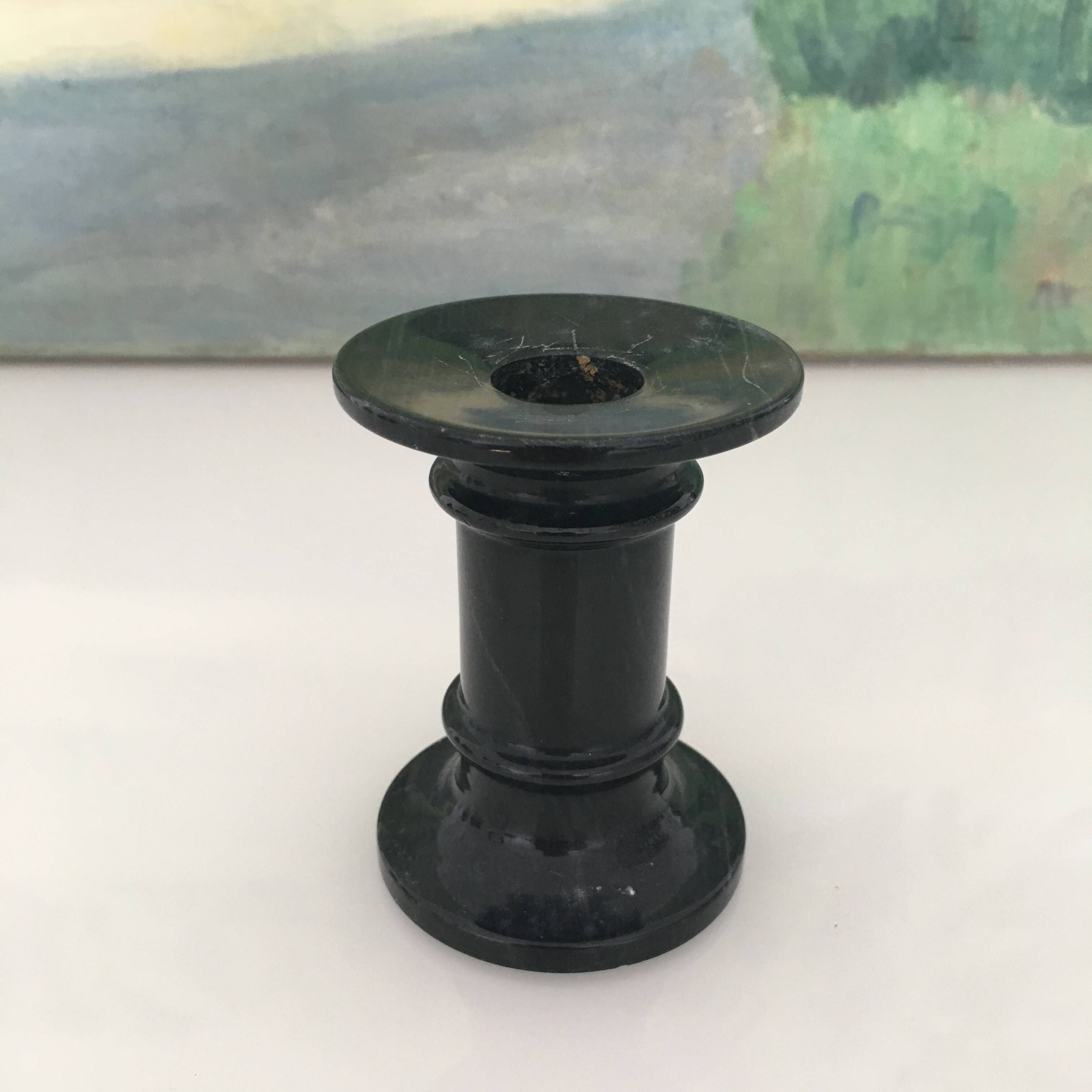 Small black marble candle holder