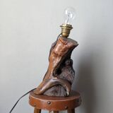 Olive wood lamp base folk art country decoration
