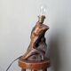 Olive wood lamp base folk art country decoration