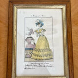 Framed antique paris fashion engraving
