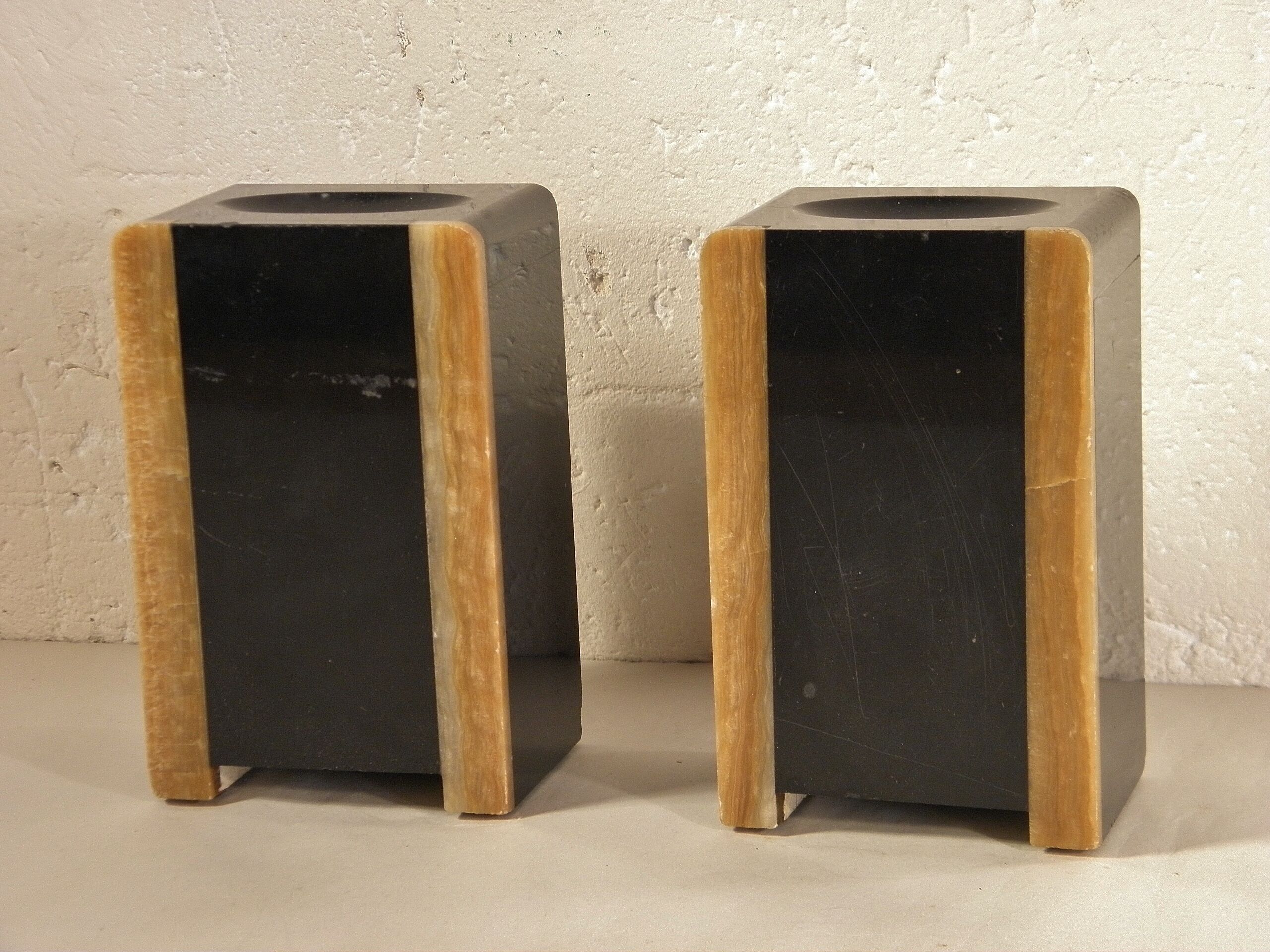 Art deco marble bookends