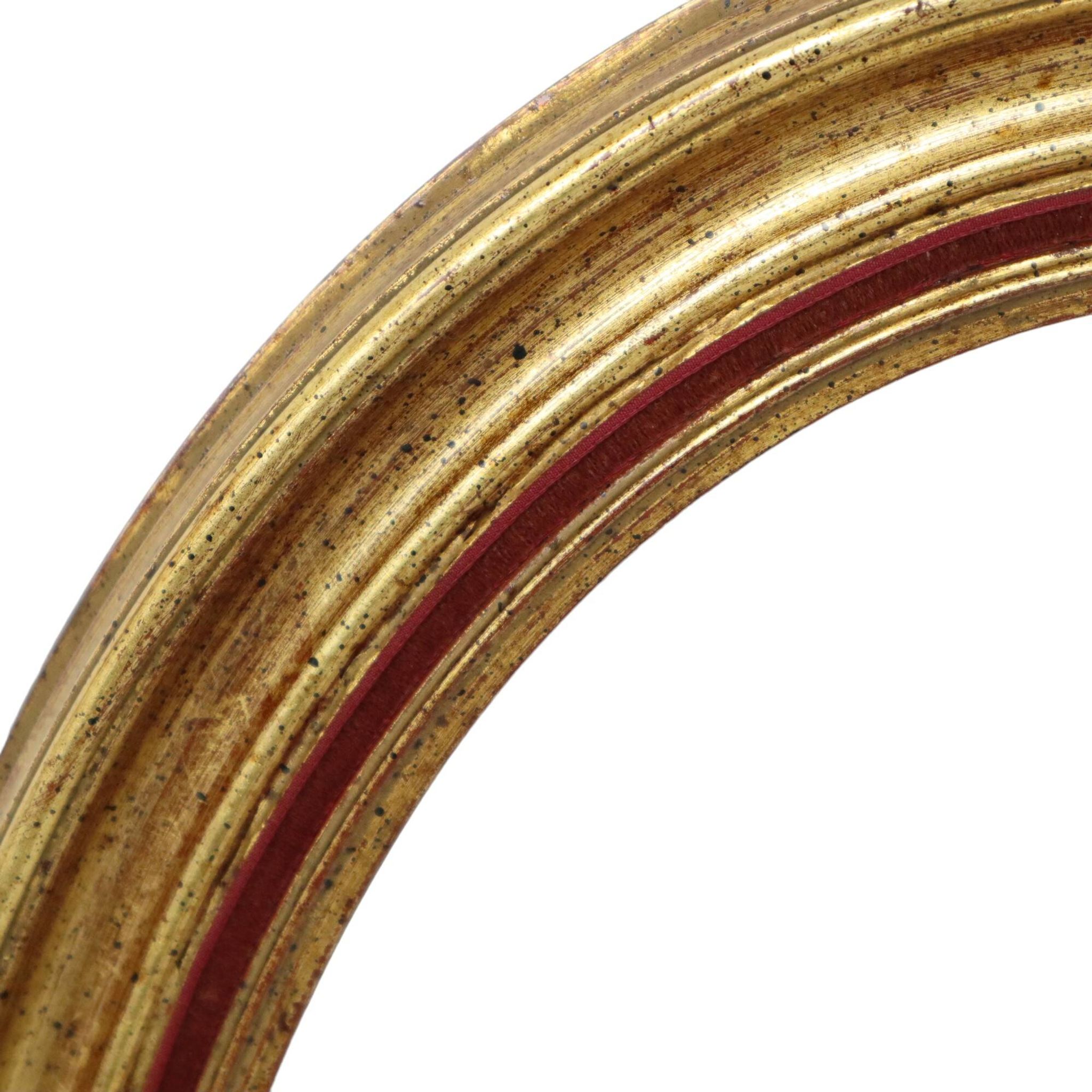 Paire cadres ovales en bois doré style classique velours 49x39cm