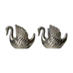 Duo candle holders in metal swan pattern
