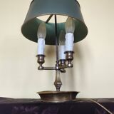 Three-light bouillotte lamp in gold metal, desk lamp.