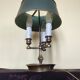 Three-light bouillotte lamp in gold metal, desk lamp.