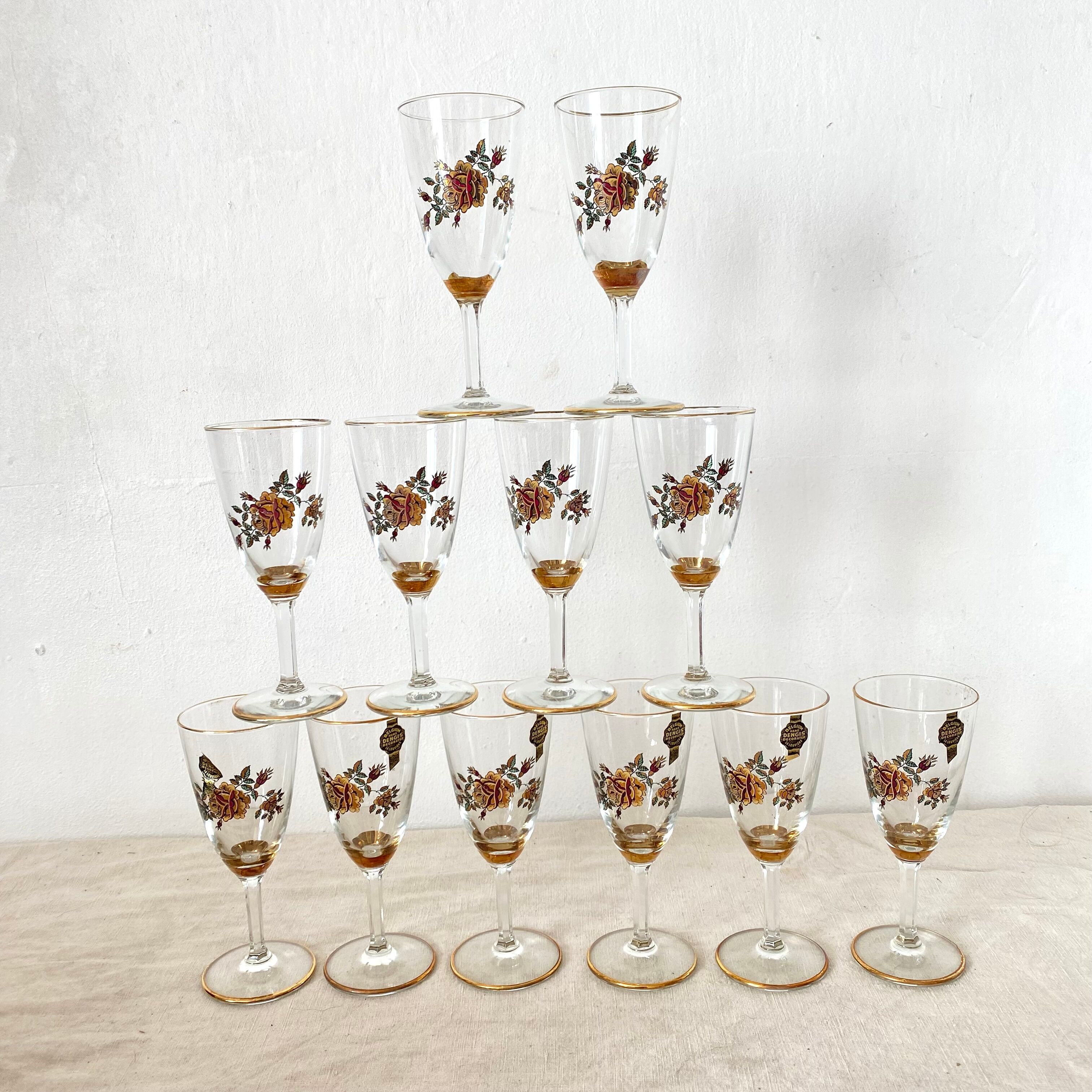 New vintage champagne flutes, 60s, La louvière