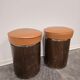 1970s Vintage Wooden Stool – Faux Leather Cushion & Aluminium Trim