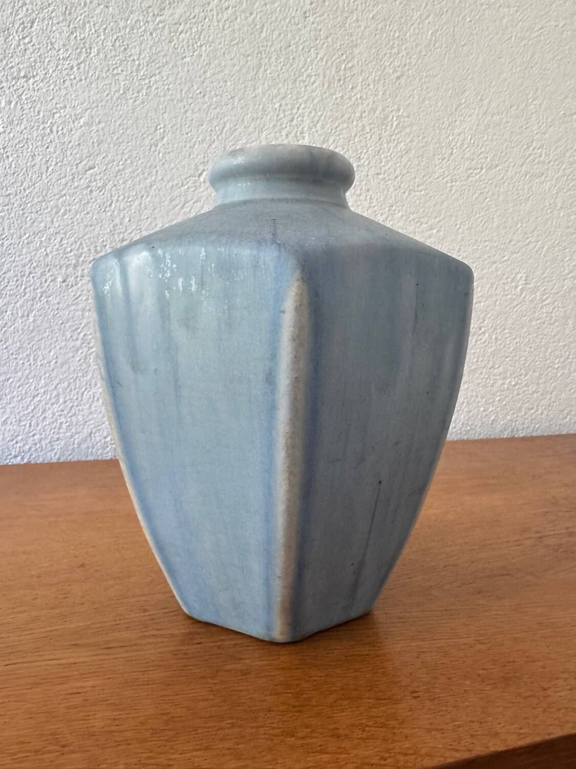 Sky blue ceramic Art Deco vase