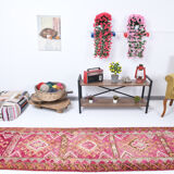 3x13 long hot pink vintage runner rug 399x81cm