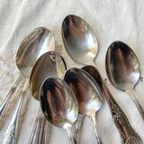 10 Vintage Rocaille Style Metal Soup Spoons