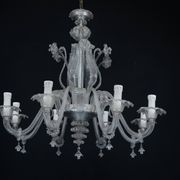 1940s Vintage Murano Clear Glass Chandelier, Classic Italian Art Glass