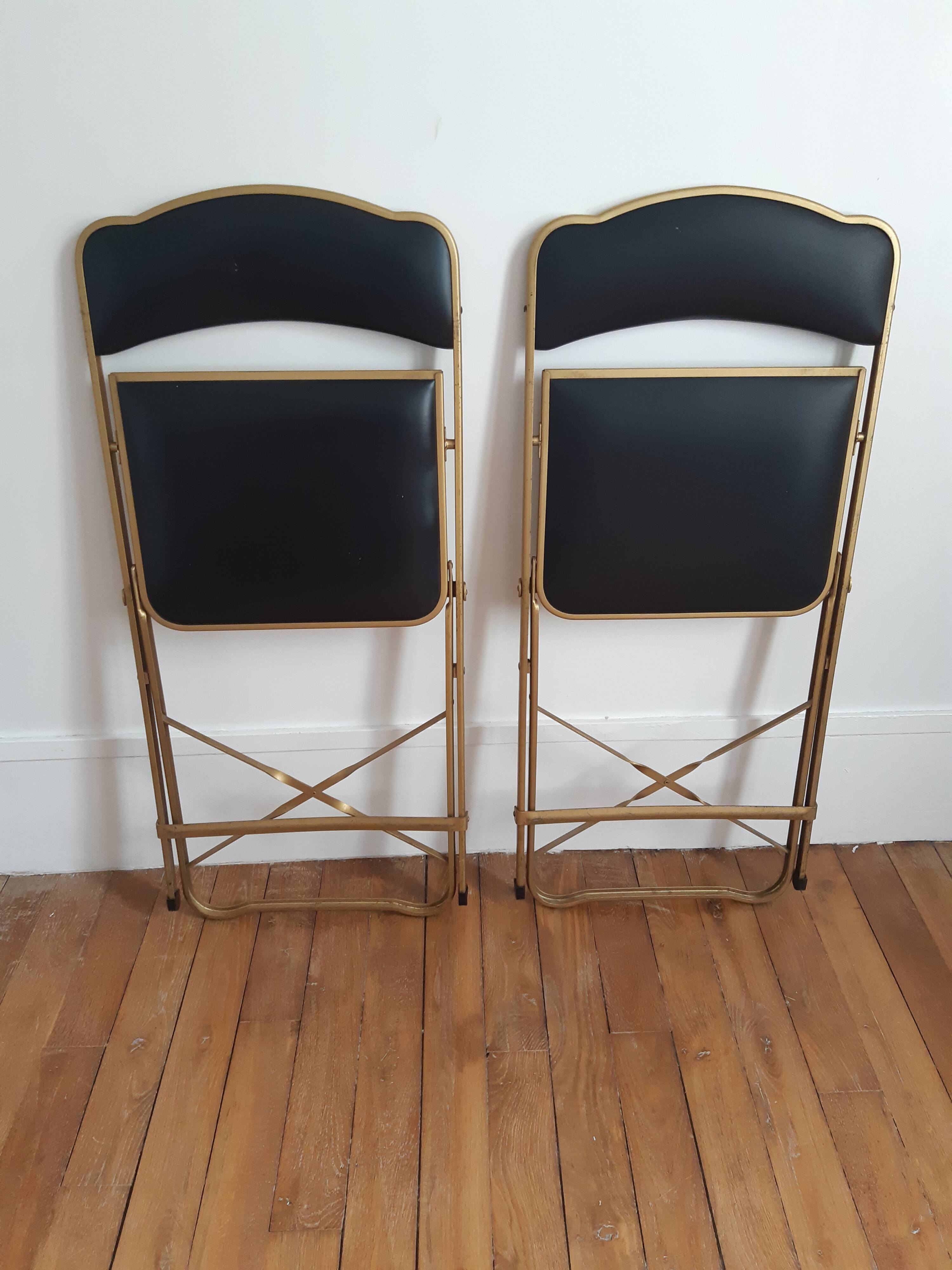 Lot de 2 chaises pliantes skai et métal