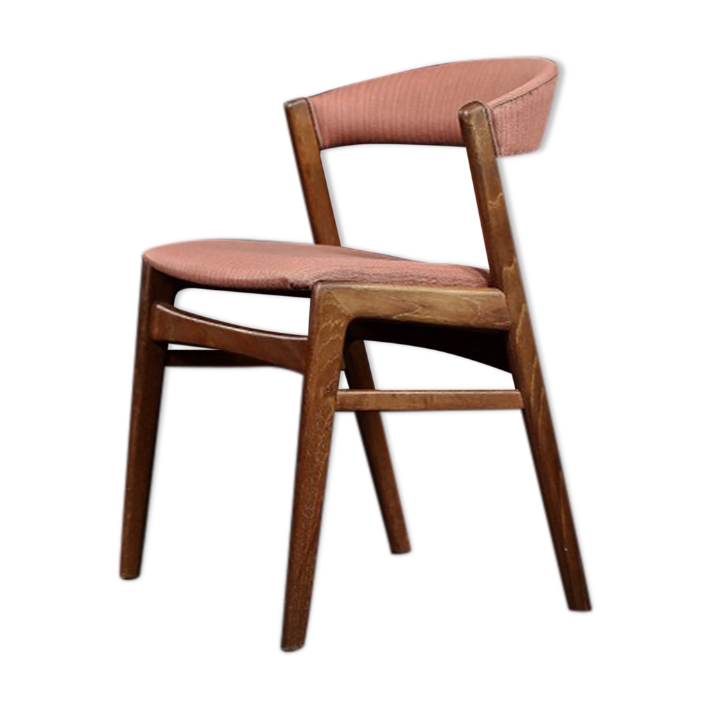 Vintage Mid-Century Scandinavian Modern Teak & Fabric Ribbon Back Chair ...