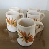 Orangeade set in cracked ceramic, floral pattern from the 60s