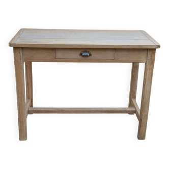 Renovated Parisian farmhouse table desk in raw solid wood