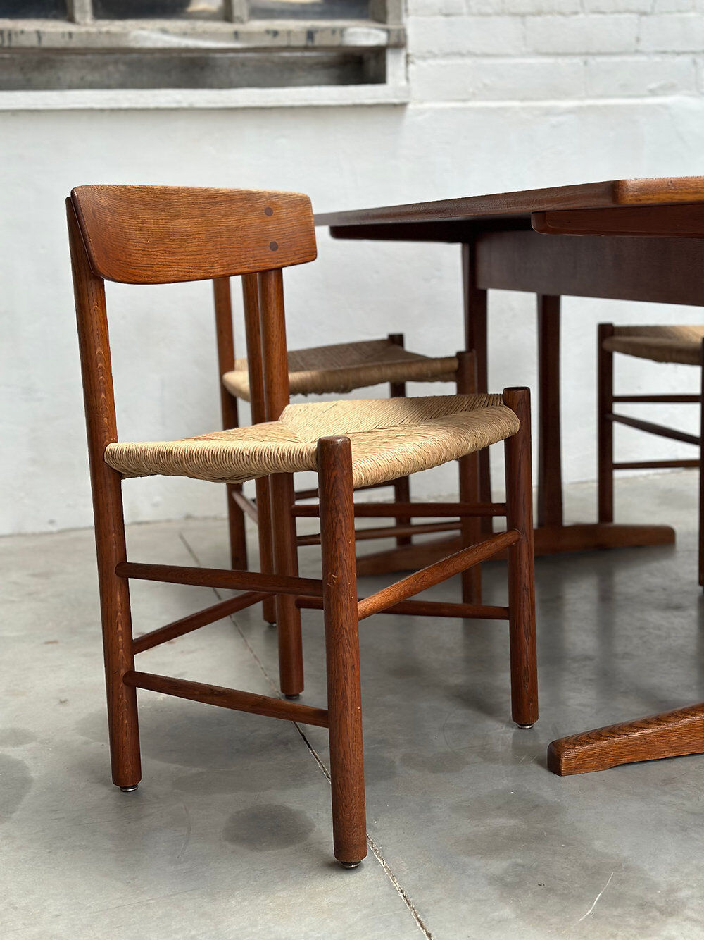 4 'J39' chairs and 'C18' shaker table, Børge Mogensen, FDB Møbler, Denmark