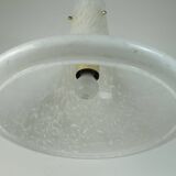 large 1970s glashuette limburg PENDANT LIGHT white opaline bubble glass trumpet-shaped shade P283 42