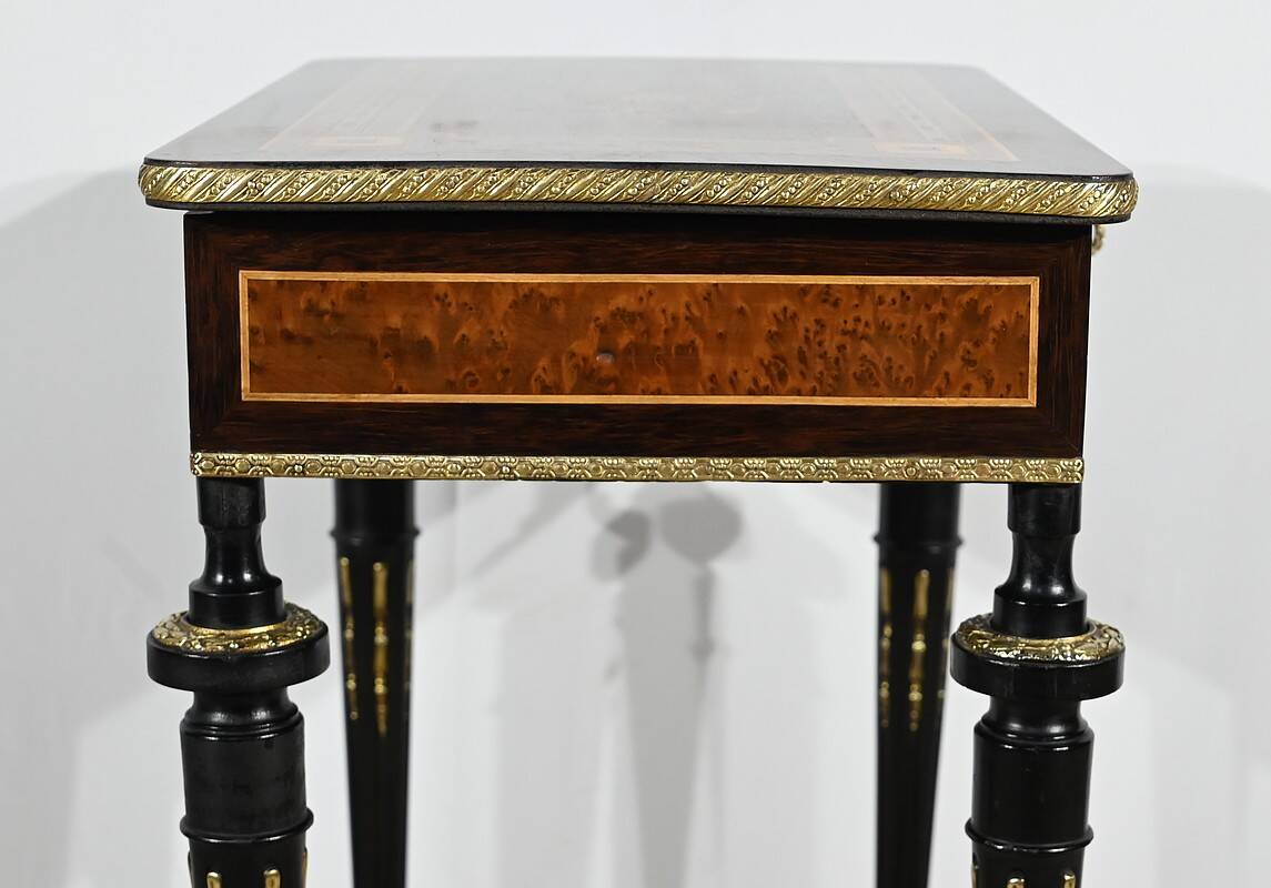 Small Living Room Table in Rosewood and Amboyna Burl, Louis XVI style, Napoleon III period – Mili