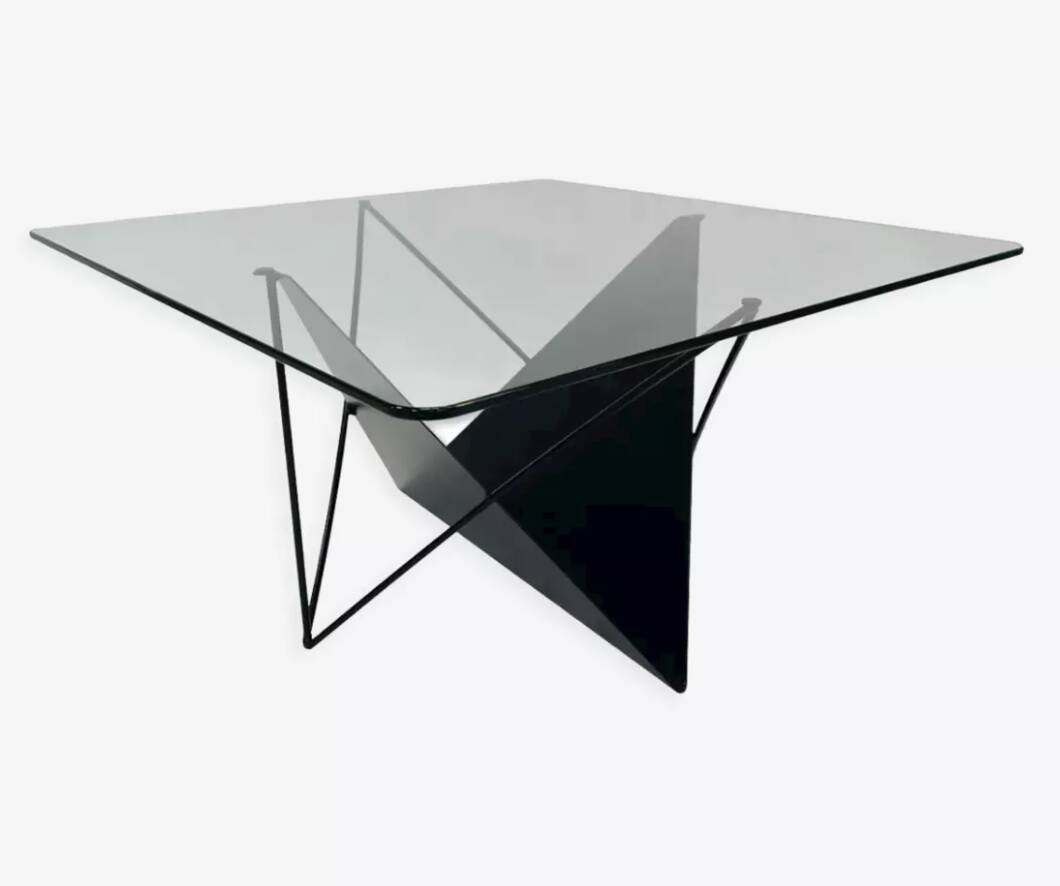 Vintage 80s steel wire coffee table eclectic design