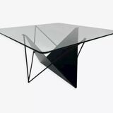 Table basse vintage en fil d'acier des années 80 au design éclectique