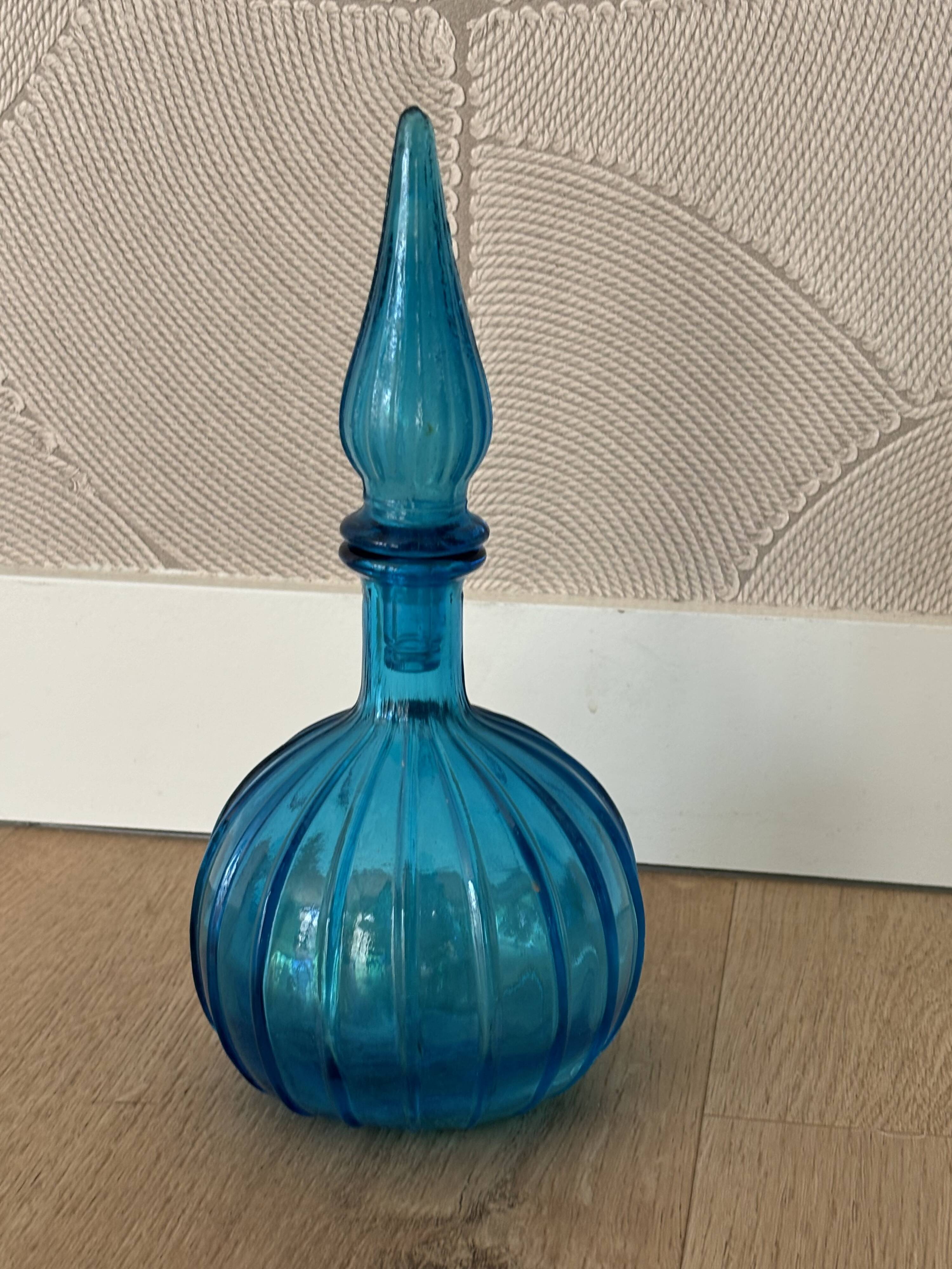 Vintage Empoli Glass Decanter with Stopper, Italy, 1960s