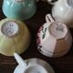 A set of 6 cups Colours Flowers Digoin Céranord Saint Amand