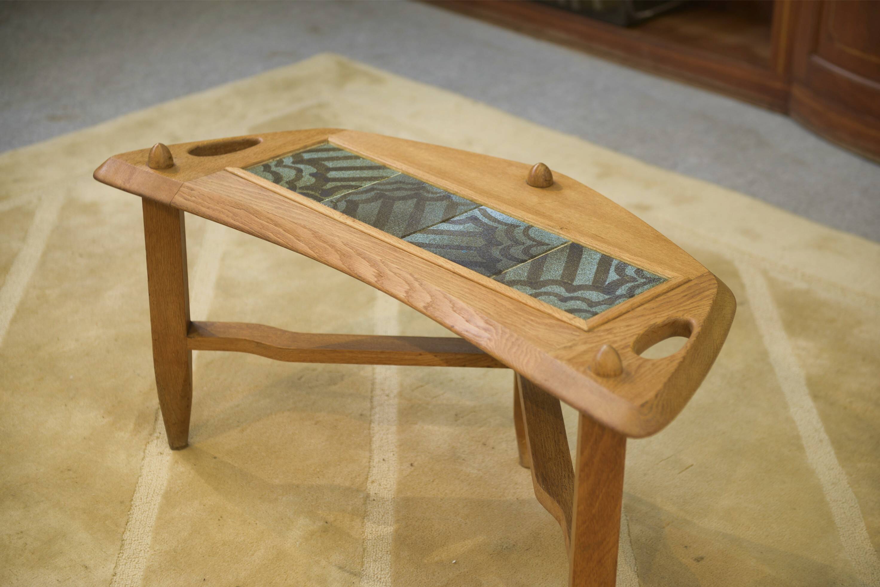 Oak and ceramic coffee table by Guillerme and Chambron for Votre Maison 1950s