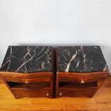 Pair of Art Deco walnut bedside tables