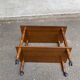 Vintage wooden rolling dessert trolley from the 1980s.