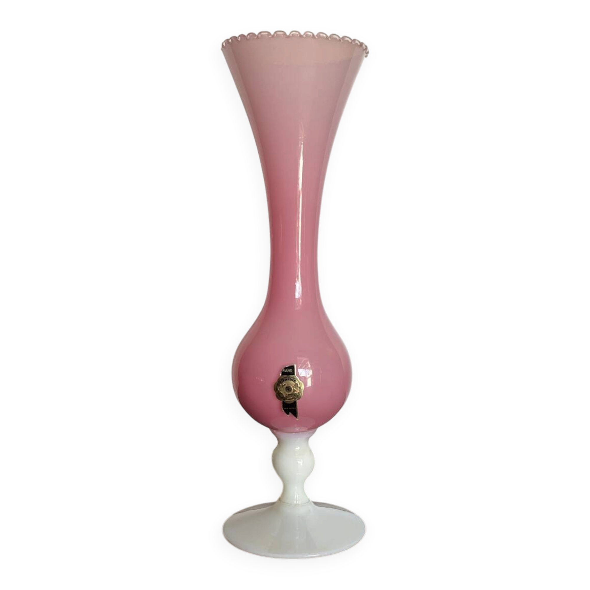 Opaline pink and white soliflore vase – Made in Italy vintage