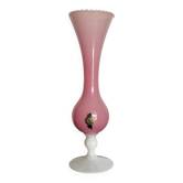 Vase soliflore opaline rose et blanc – Made in Italy vintage