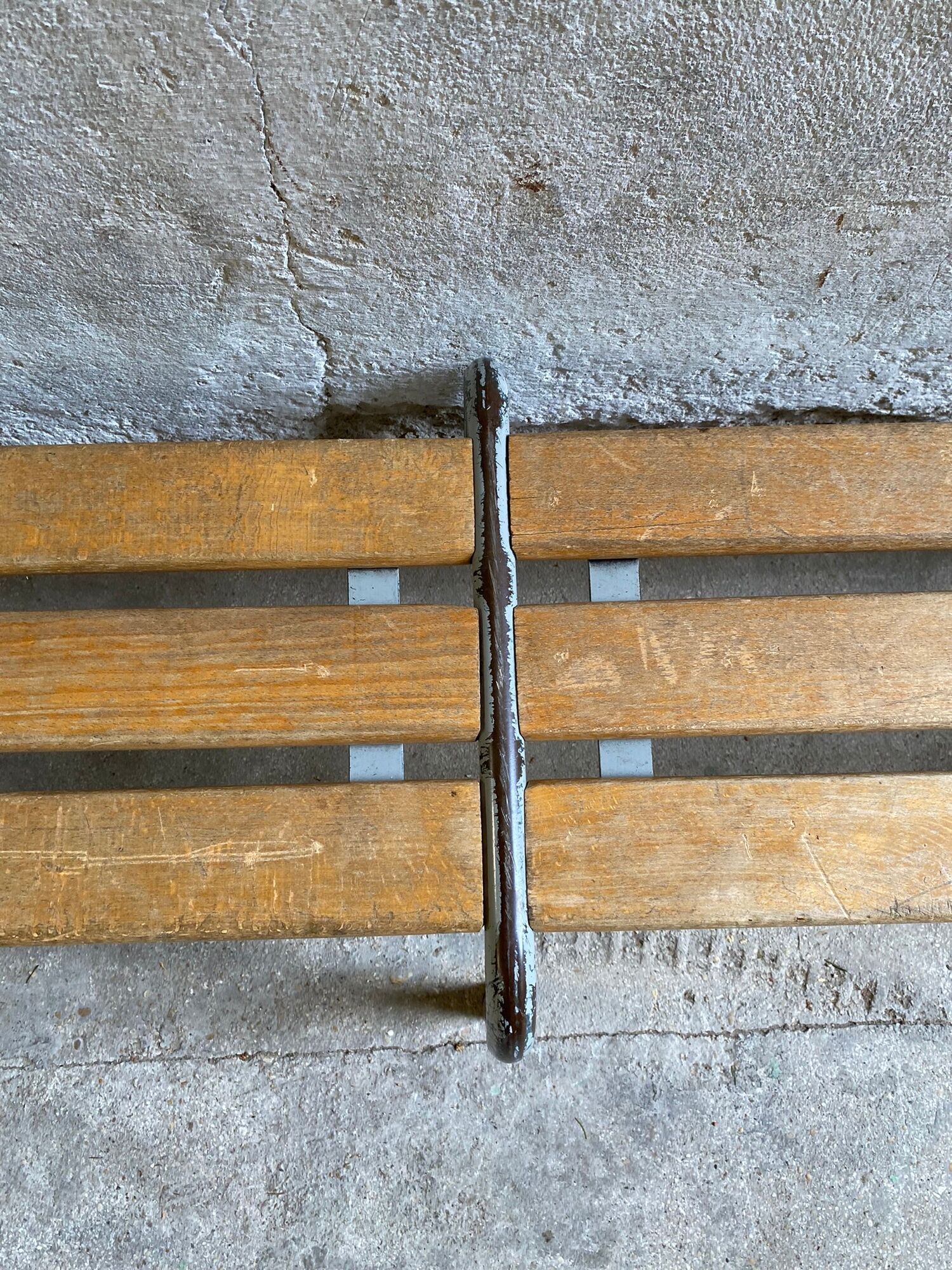 Vintage kindergarten bench wood & metal lacquered