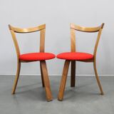 4 chaises en bois, années 1970