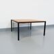Vintage modernist square coffee table in teak and black metal from the 60s