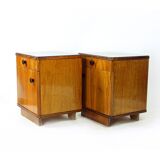 Mid Century Bedside Tables In Oak And Walnut Veneer, Czechoslovakia, 1950s,