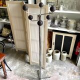 Space Age coat rack 8 hooks in chromed metal and brown bakelite