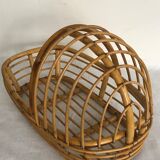 Rattan doll couffin, vintage toy