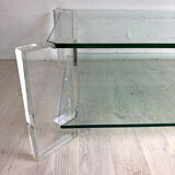 70's vintage glass and Plexiglas coffee table