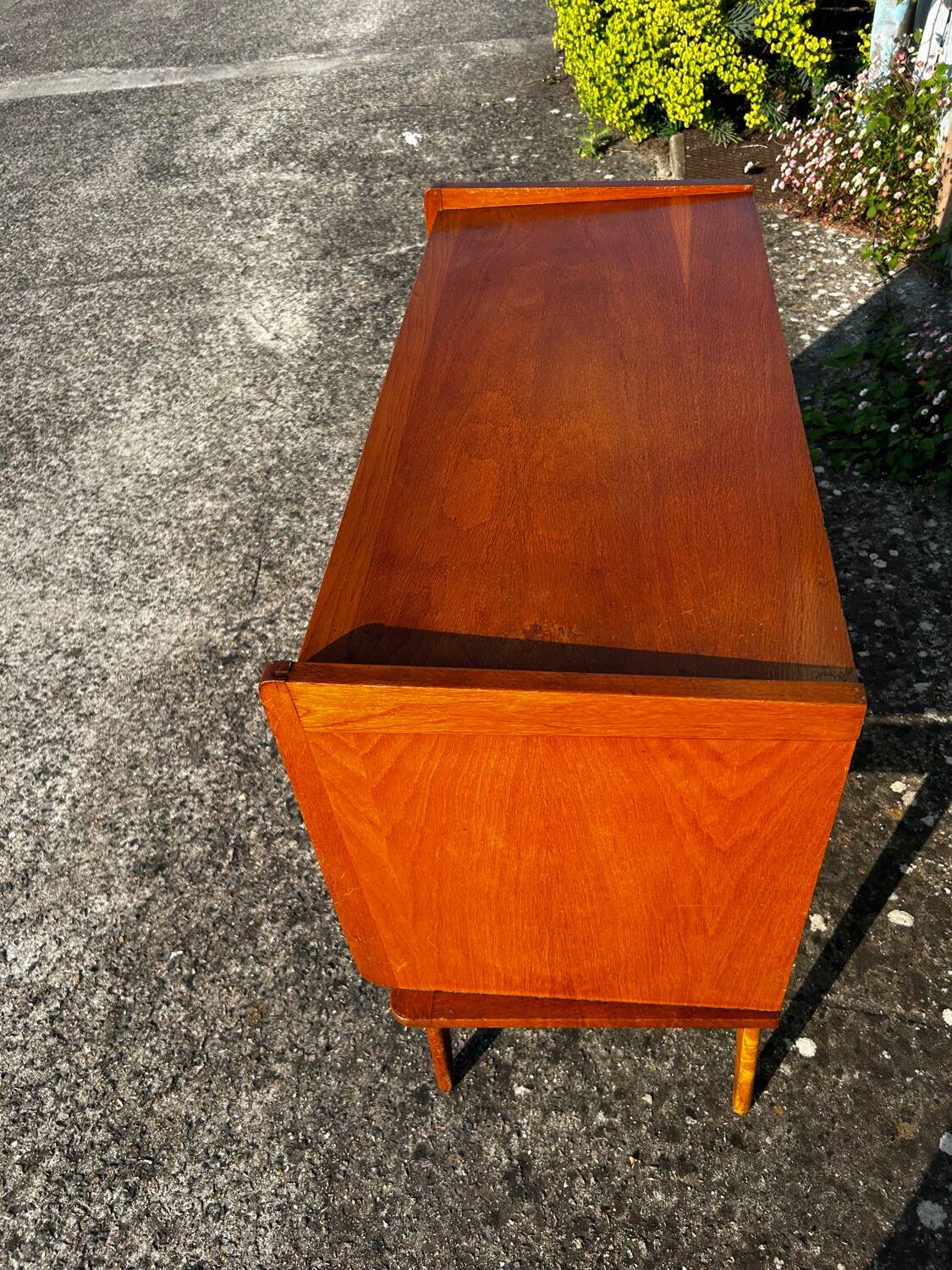 Vintage chest of drawers with compass feet.