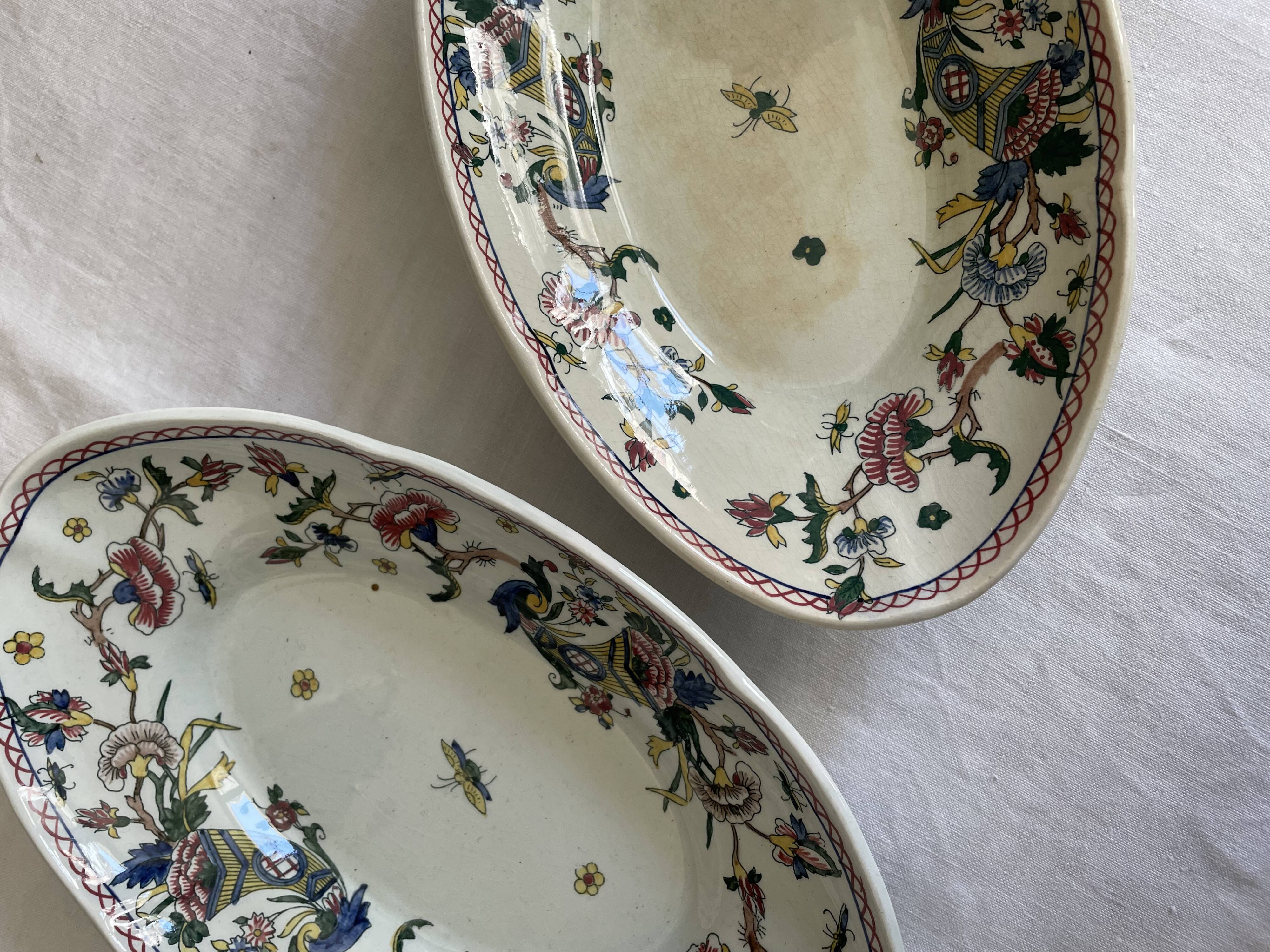 Oval dishes earthenware Gien decoration Horn of Abundance