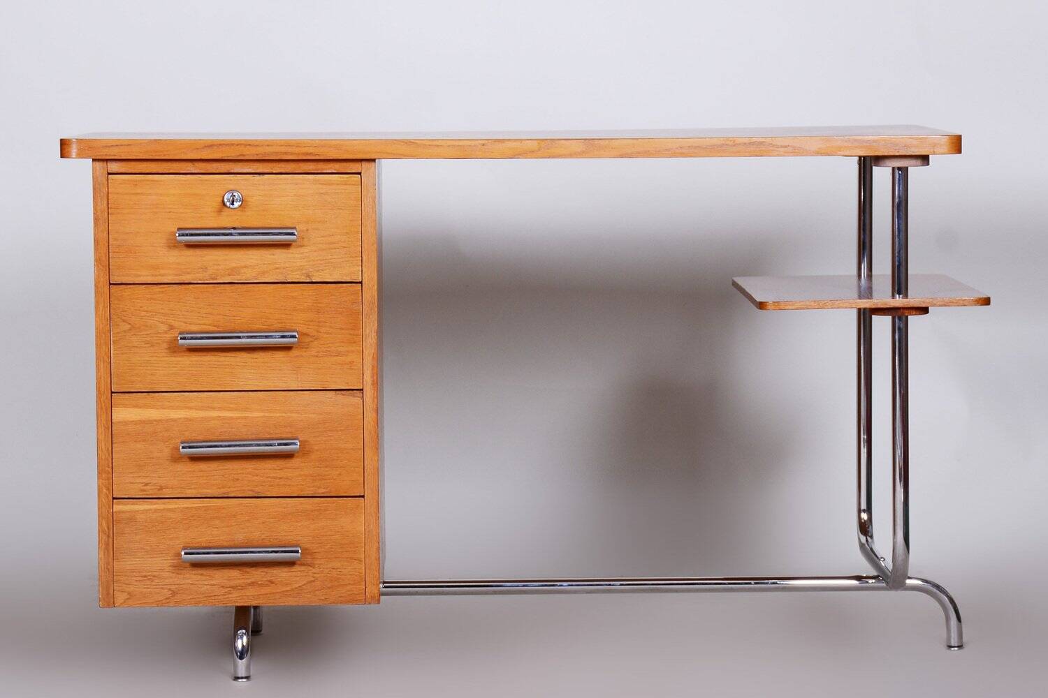 Bauhaus Oak Writing Desk attributed to Jindřich Halabala for Up Závody, 1930s