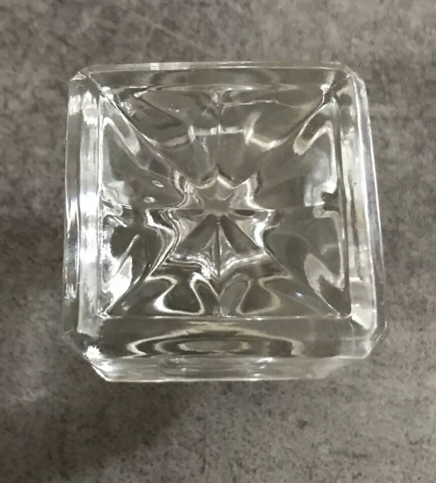 Candle holder holder -candle table vintage glass square shape