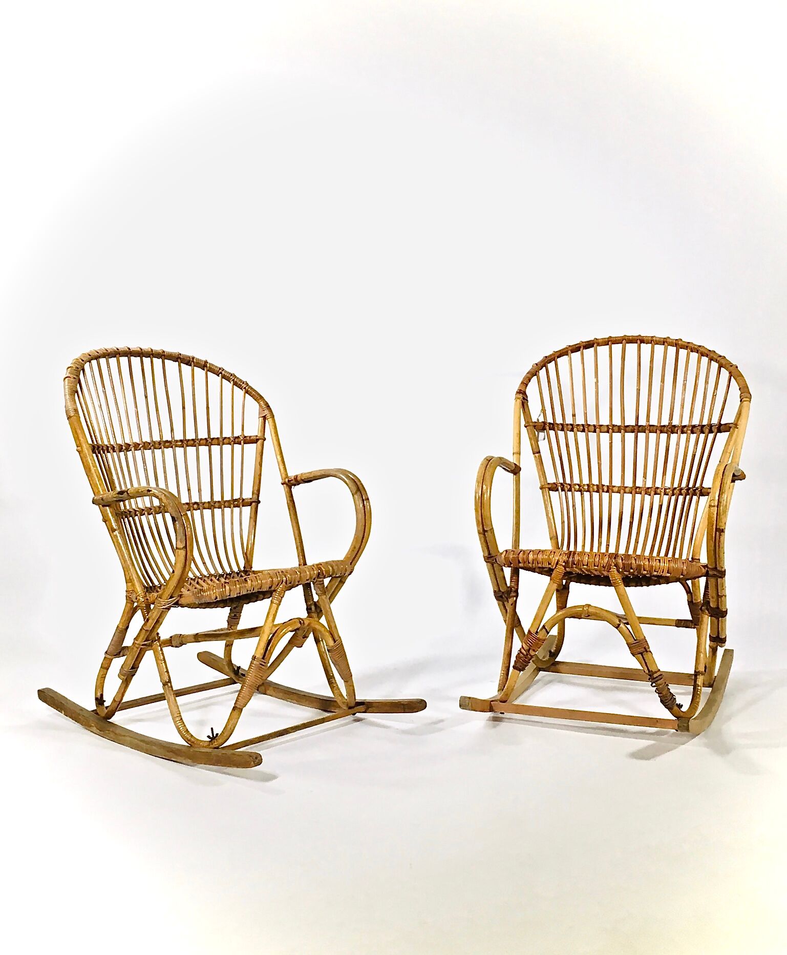 Fauteuil à bascule en bambou, France 1960
