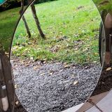 Oval mirror with 2 double tain sconces by Antonio Lupi from the 80s, 69x55 cm